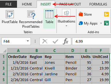 Helpful Microsoft Excel Tips: Tables