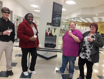 Students enjoy cool, refreshing slushies on Slushie Day.