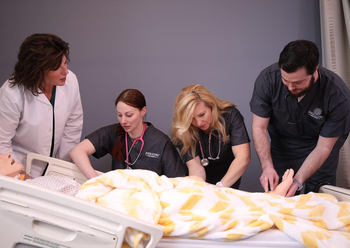 Nursing School Students with Nurse Teacher