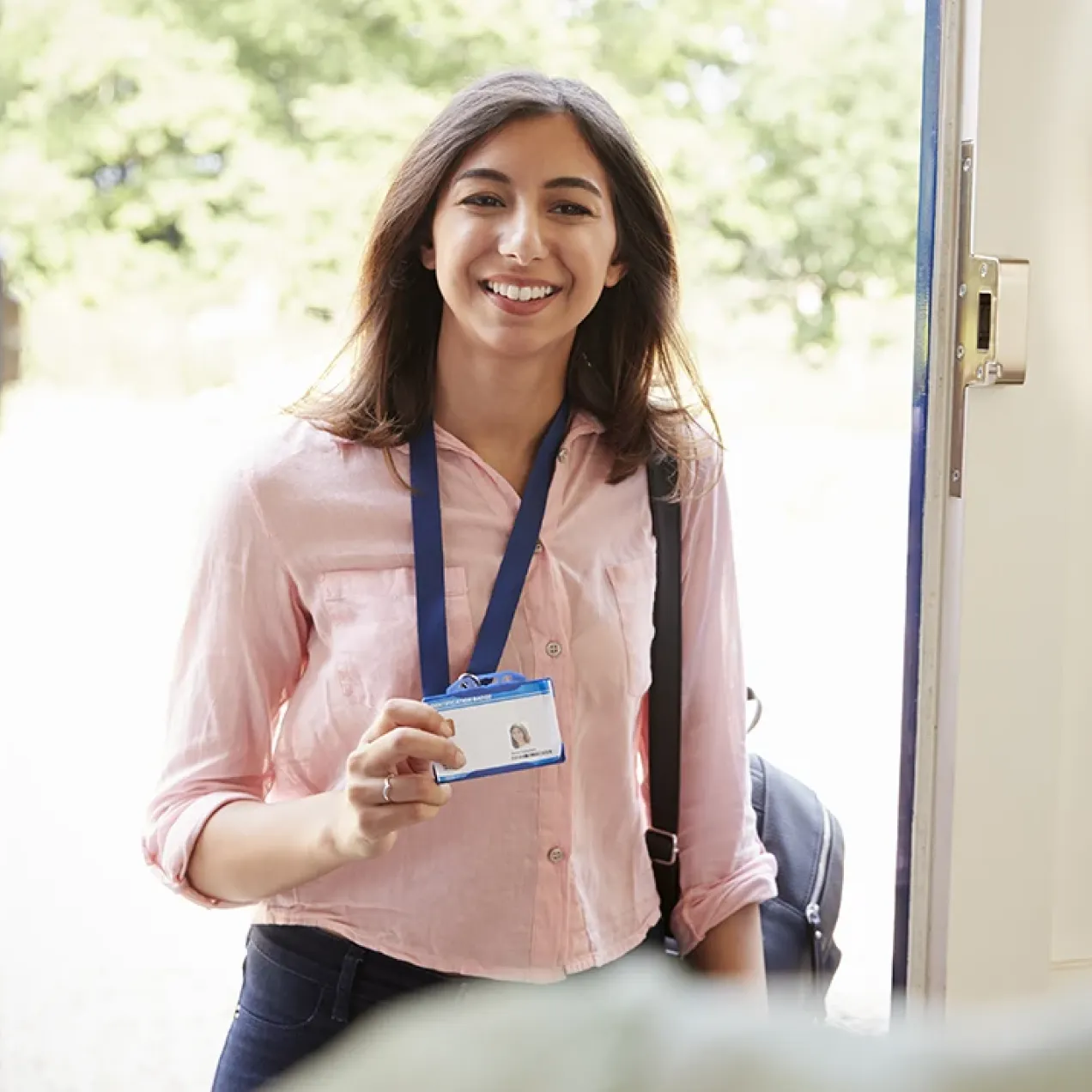 Social work professional arriving for a home visit, demonstrating real-world fieldwork experience supported by Herzing University’s Master in Social Work program.