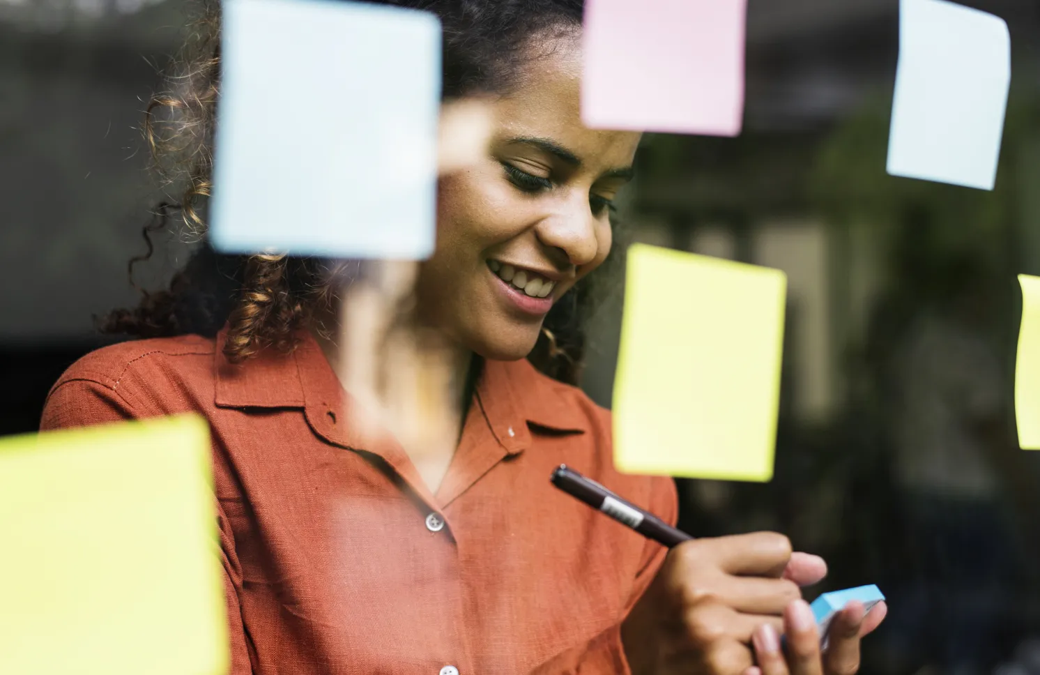 Businesspeople brainstorming with creative ideas