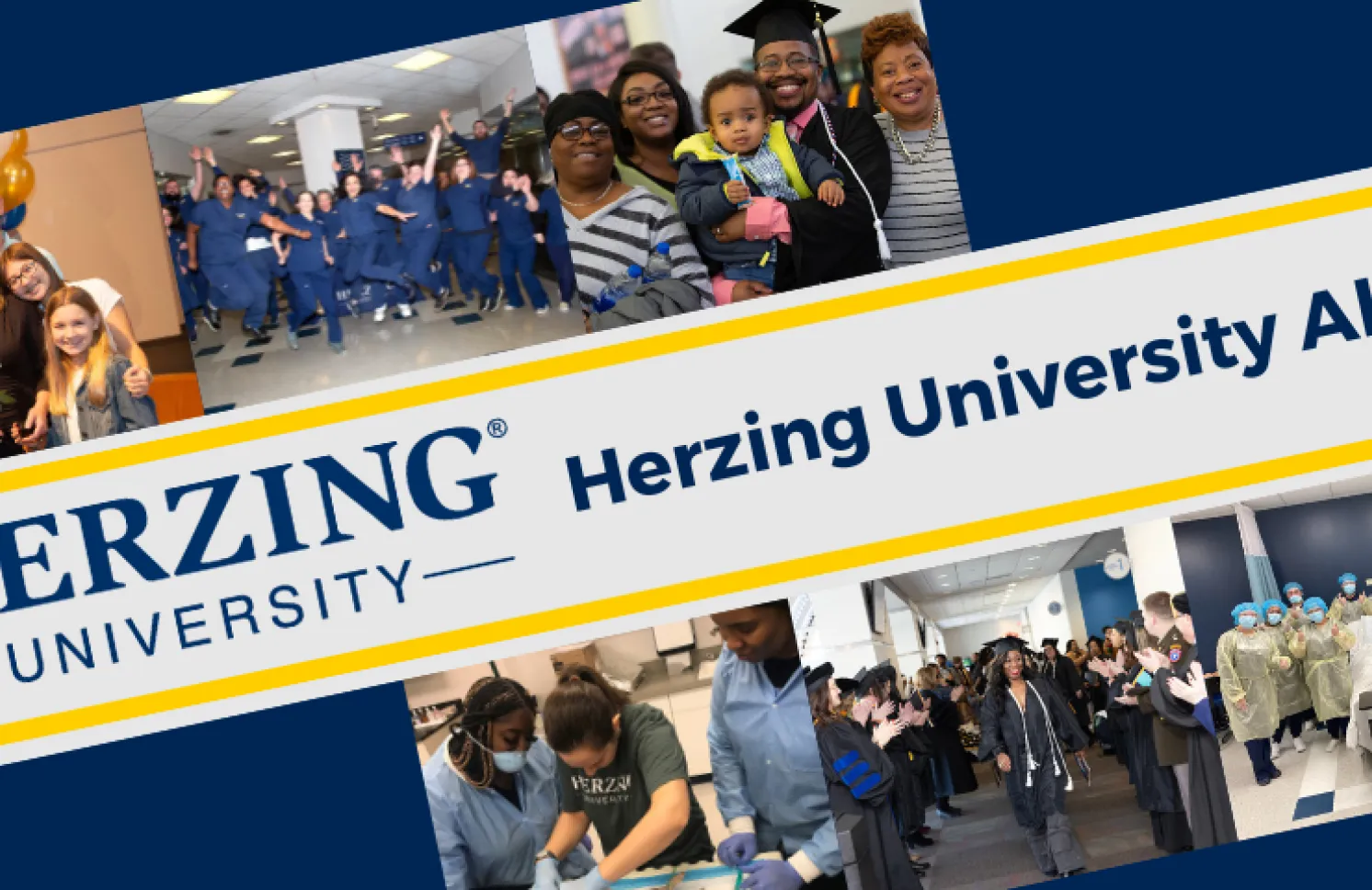 Pictures of the Herzing University Akron campus with students, faculty, and alum.