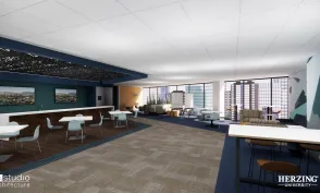 Student common area in new Herzing University campus in Sandy Springs