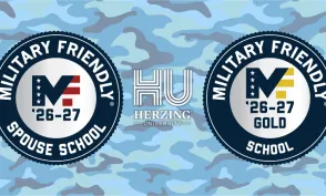 Military Friendly Logos on a blue camo background.