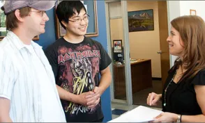 Students speaking with instructor