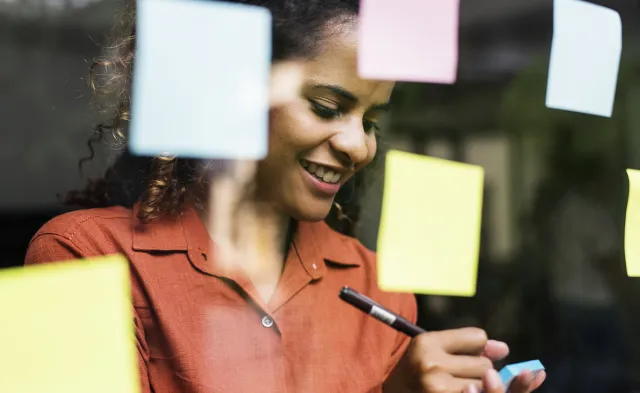 Businesspeople brainstorming with creative ideas