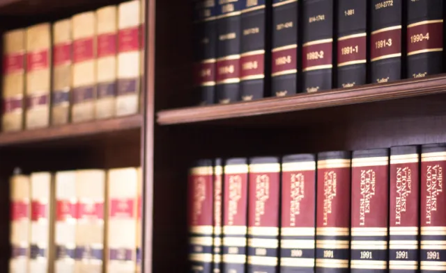 Book spines in a legal library