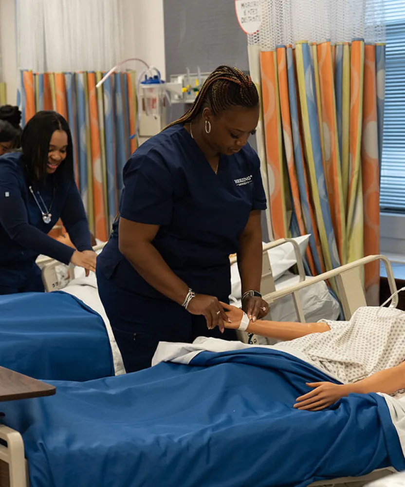 Herzing Birmingham nursing students participating in laboratory experience on-campus