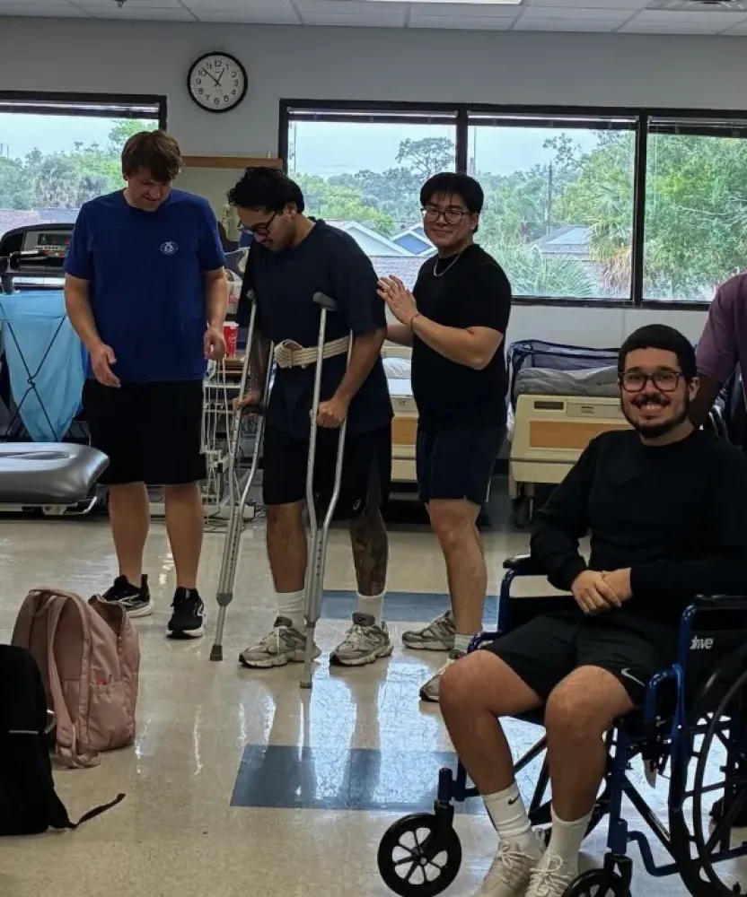 Physical therapist assistant students at Orlando campus participating in classroom exercises