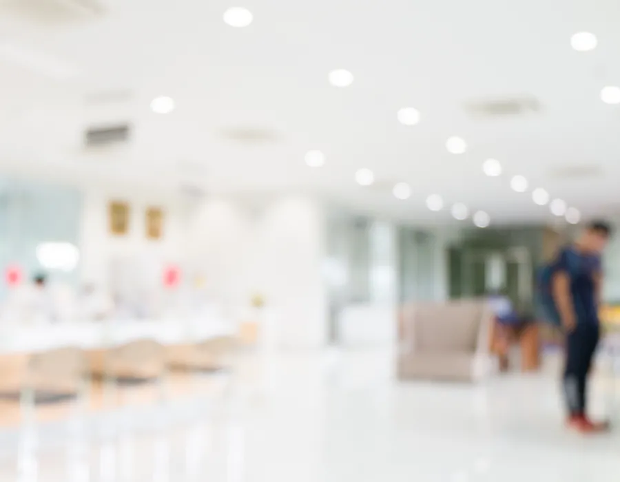 Blurred background photo of a hospital waiting room