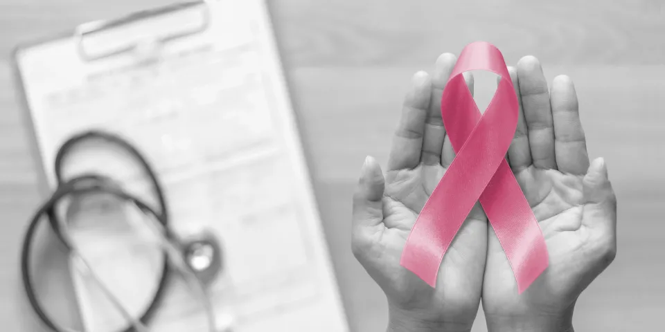 Breast cancer awareness pink ribbon for Wear pink day charity in october month for woman health and patient survivor fighting with breast tumor illness