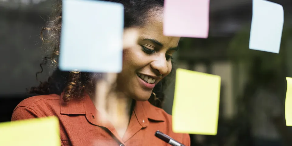 Businesspeople brainstorming with creative ideas