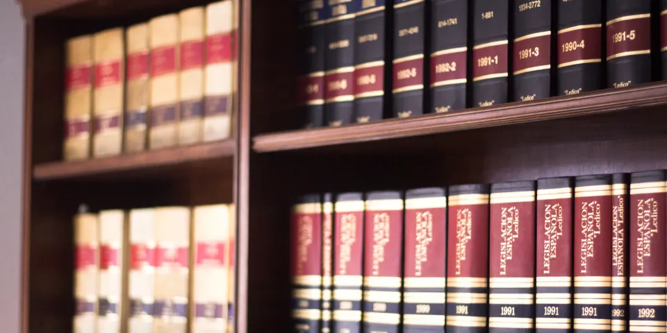 Book spines in a legal library