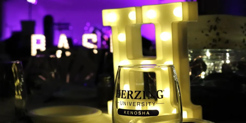 Herzing University glass and decorations at BASH gala