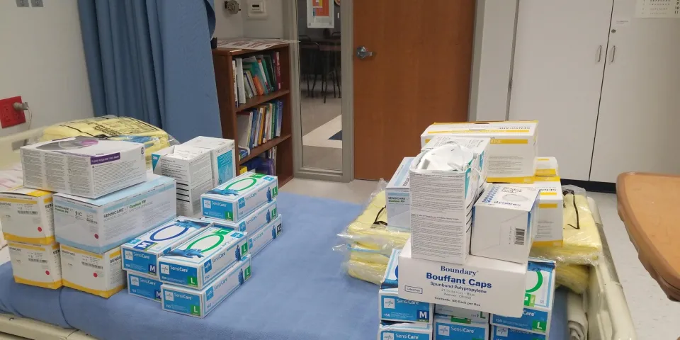 Herzing-Madison donated several boxes of medical gear and supplies, including face masks, gloves, gowns and bouffant caps, to Columbus Community Hospital and Mercyhealth. 